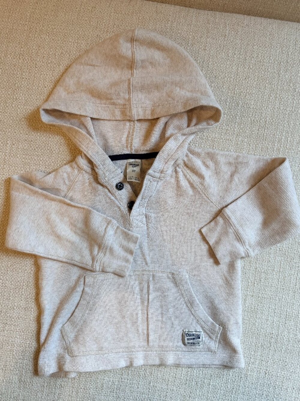 OshKosh B'gosh Toddler Boys' Waffle Print Henley Hoodie - Navy 3T (oat color)